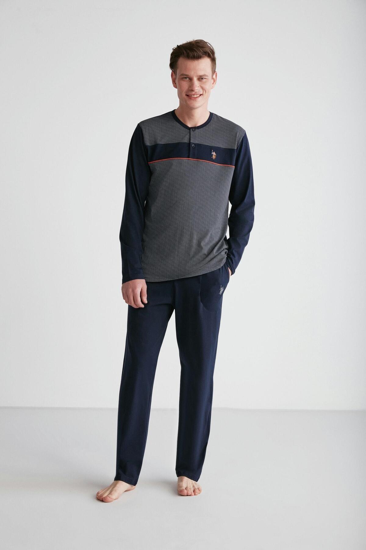 

НАС. Поло Assn. Мужской темно-синий пижамный комплект