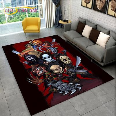 Postava z hororového filmu Chucky Saw Cartoon Area Koberec, Koberec Koberec do obývacího pokoje Ložnice Pohovka Rohožka Dekorace Protiskluzová podložka na podlahu