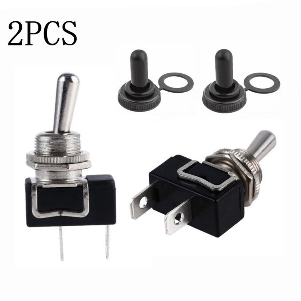 2 Piece 12V 10A Rocker For Toggle Switch with Removable Rubber Cover for Marine Panels Spade Terminals 12.5mm Mounting Size