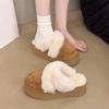 2025 autumn and winter new baotou snow slippers fluffy baotou half drag one pedal fluffy slippers cotton slippers