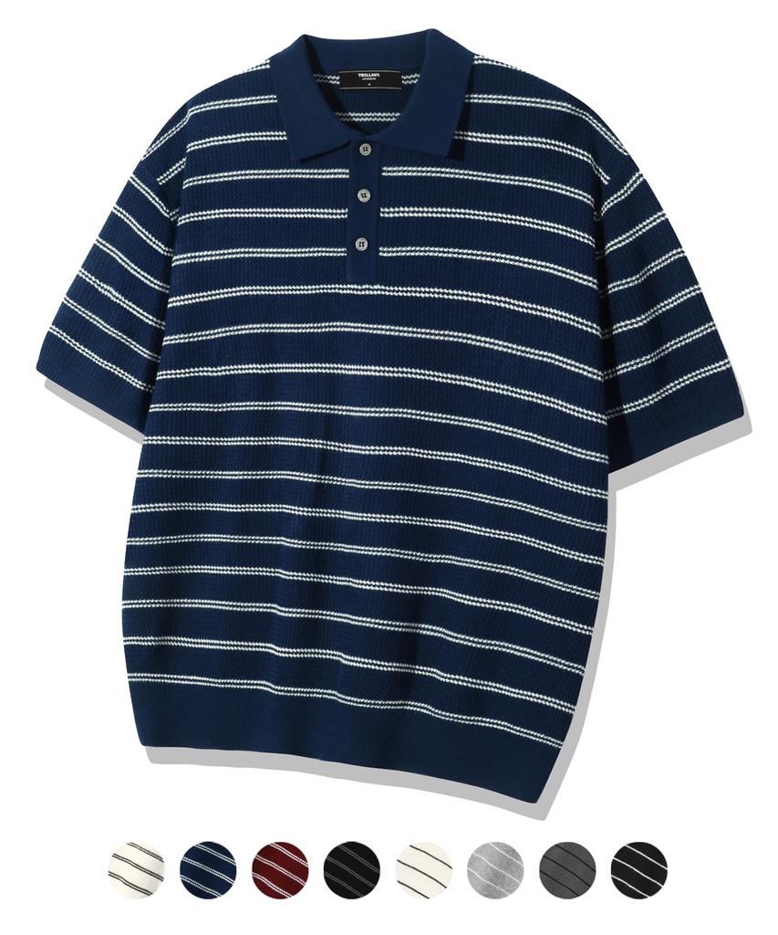 TRILLION (Collar/Henry Neck) Washable Daily Short Sleeve Knit_8 Colors (Type I)
