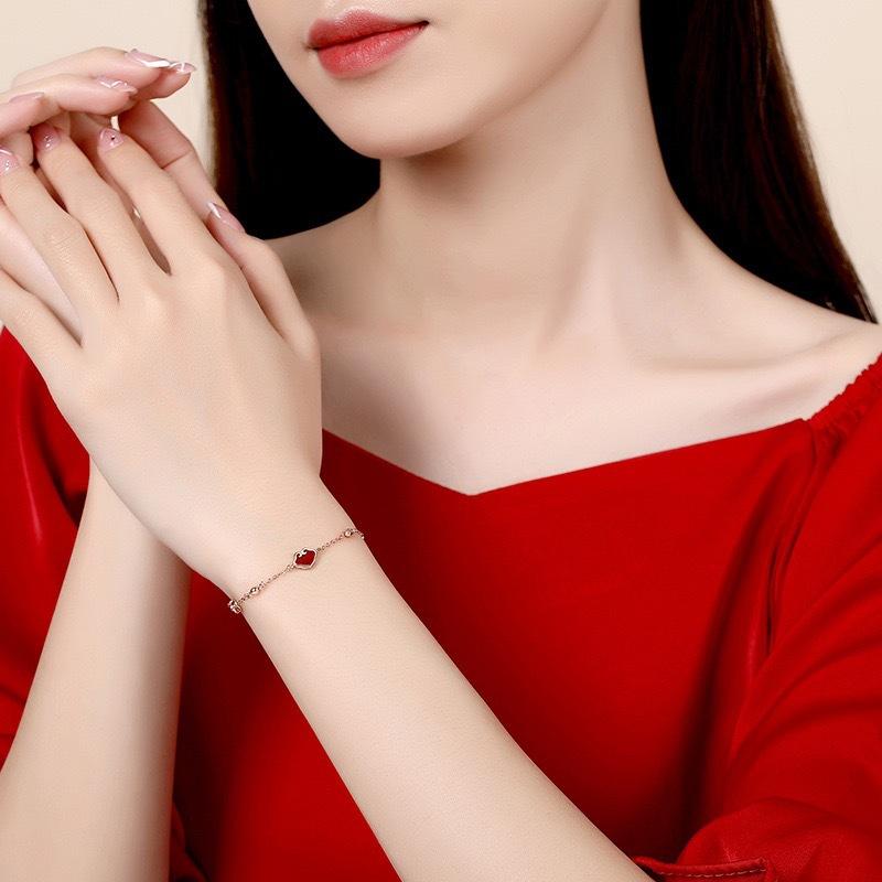 Ruyi Xiangyun Bracelet Women's Retro Niche High-end Copper Coin Red Enamel Ruyi Lock To Give Girlfriend A Gift