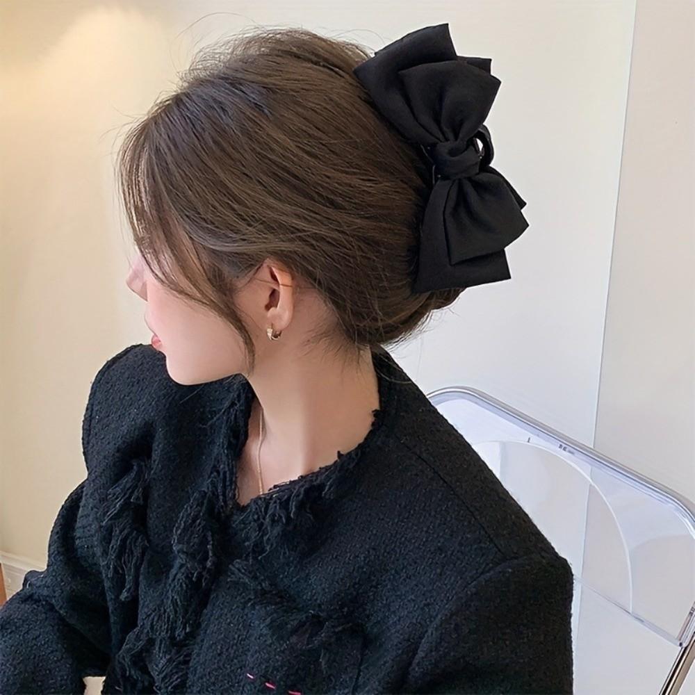 Multifunctional Women Bow Hairpin Solid Color Shark Clip Gifts Girls Headwear