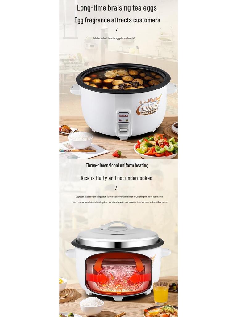Large Capacity Multifunctional Electric Rice Cooker (8L-45L) for 8-60 People, Ideal for Commercial and Restaurant Use