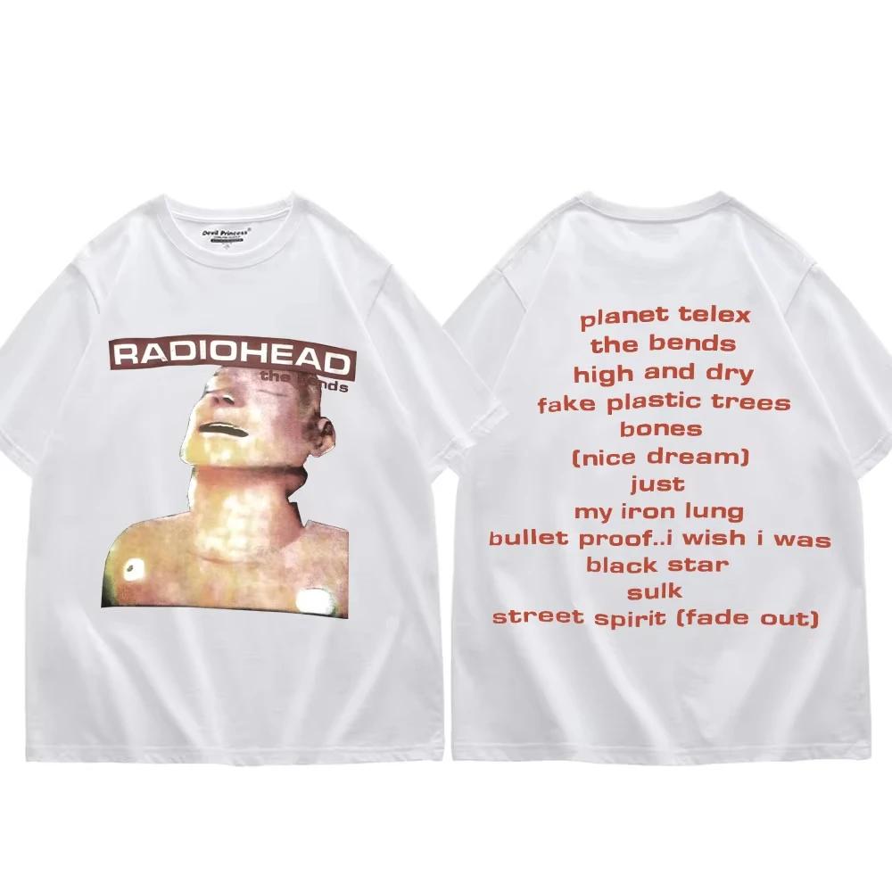 Radiohead The Bends Album Merch T Shirt Rock Hip Hop Vintage Short Sleeve T-shirt Men Women Casual Fashion Oversized T-shirts