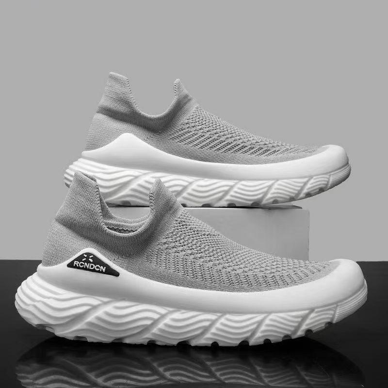 Herren-Schlupfschuhe, modische Sneakers, leichte Laufschuhe für Männer, gestricktes Mesh, Workout, atmungsaktiv, lässig, rutschfest, Tennis-Outdoor-Sneaker