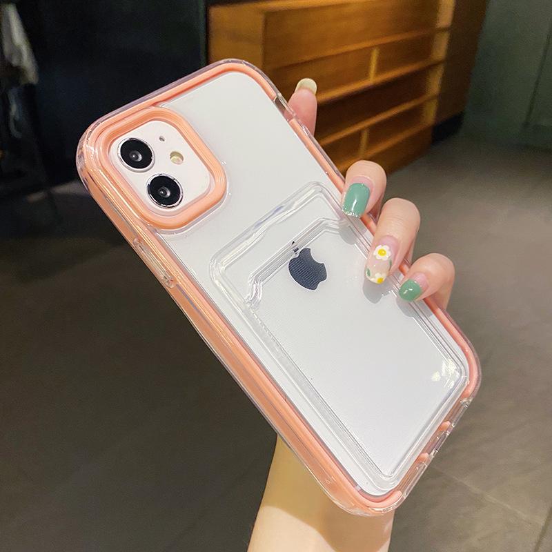 2 v 1 Priehľadné puzdro na telefón s priehradkou na karty, odolné voči nárazom, pre iPhone 13 11 12 Pro Max Xr Xs 14pro 12 13, mäkký priehľadný nárazník, zadný kryt