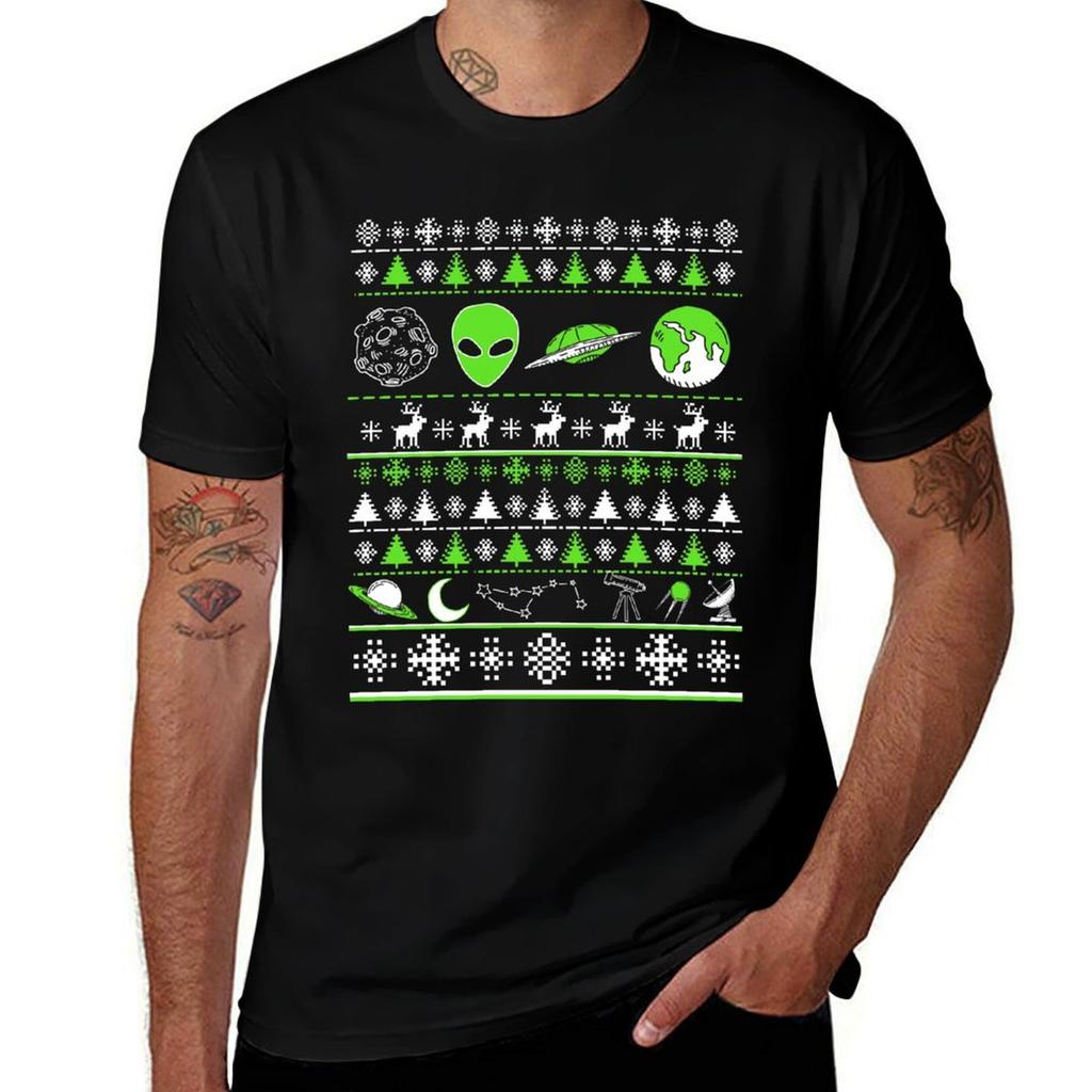 Alien Ugly Christmas Sweater Tee T-shirt Essential T Shirt Man T Shirt Cotton T Shirts For Man Cotton Soft T-shirt