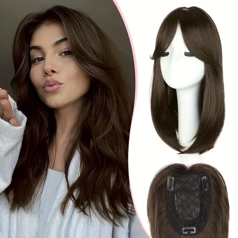 European American Wig Women With Eight Character Bangs Top Replacement Patch To Cover White Hair Lightweight Breathable