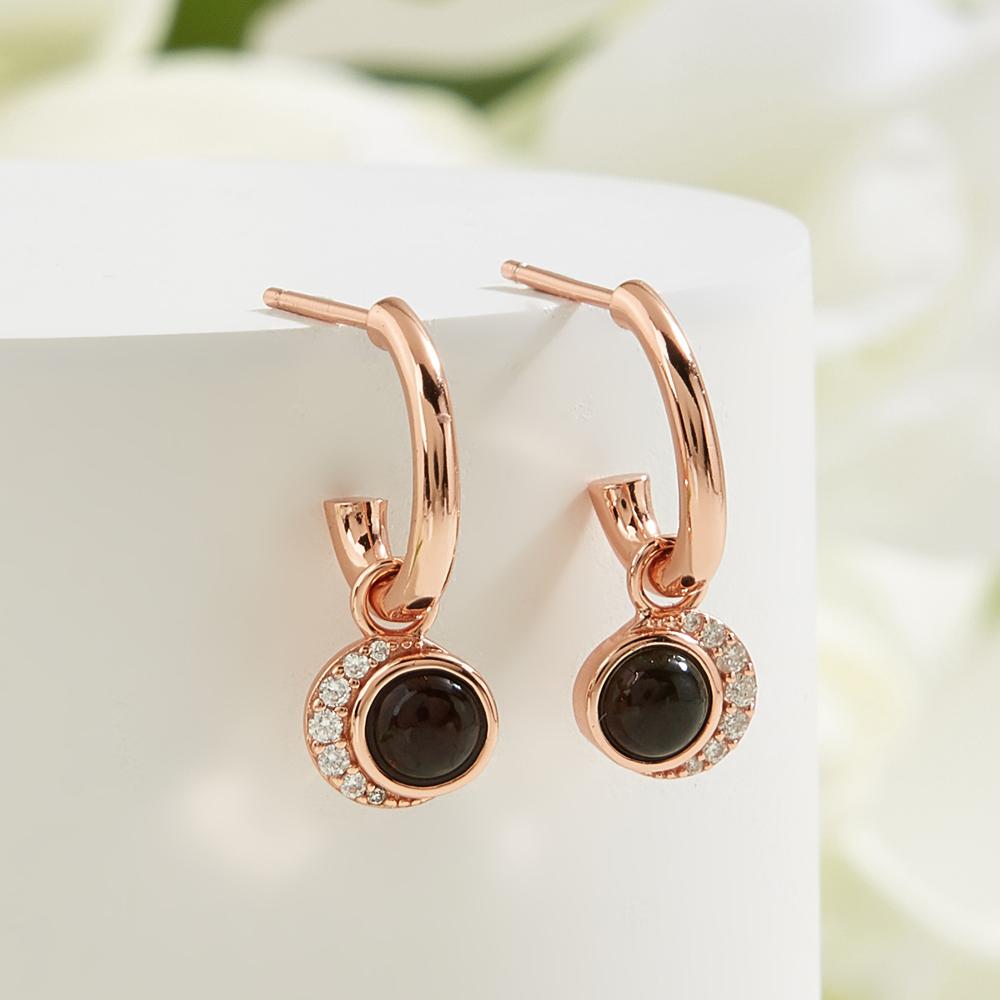 Cute Moon Design Natural Black Opal Round 5mm Gemstone Earrings Rings 925 Sterling Silver for Girls Nice Birthday Gift