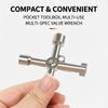 Multi Function 4 Way Universal Cross Triangle Wrench Key Electrical Square And Round Holes Triangular Key Water Valve Key