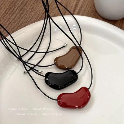 Adjustable Chain Heart Necklace Resin Pull-out Necklace New Sweater Chain  Women