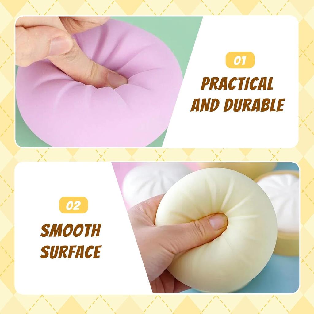 Colorful Squishy Dumplings Simulation Food Steamed Stuffed Bun Squeeze Toy Anti-Stress Sensory Relief For Adults Funny Gifts