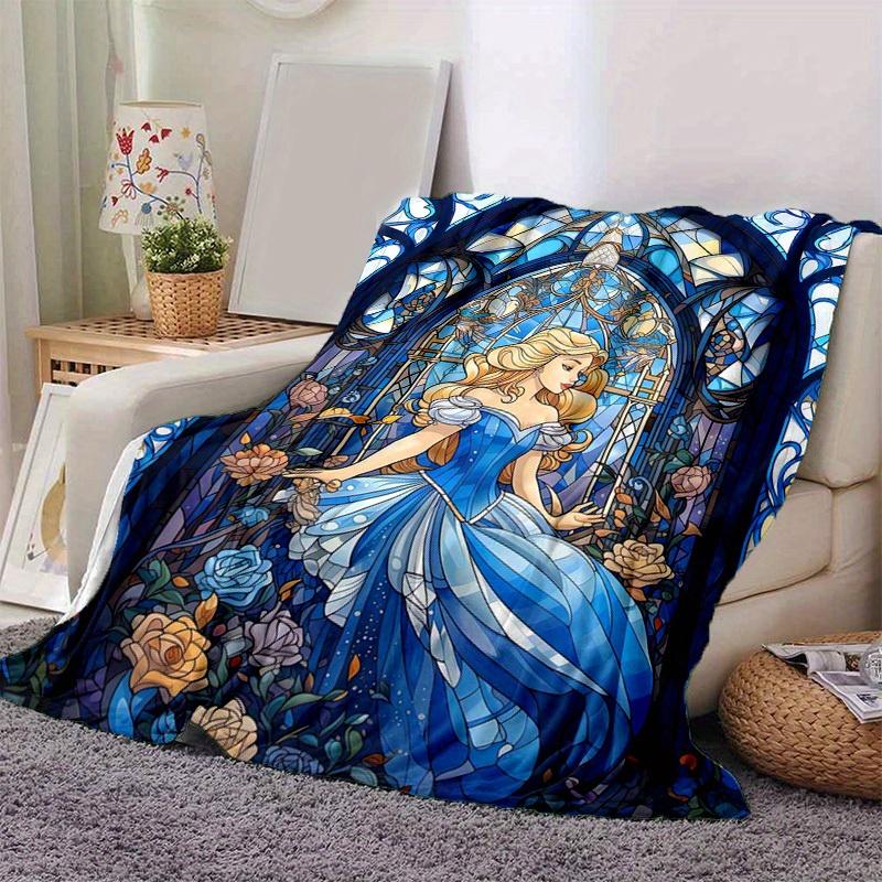 1pc Stained Glass Princess Design Home Decorative Throw Blanket Perfect for Couch, Bed, Travel 80cmx120cm