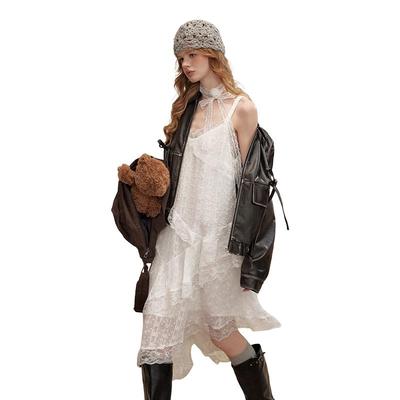 Promi-Stil Spitzen-Midi-Camisole-Kleid