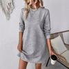Autumn and Winter Simple and Versatile Dresses Textured Round Neck Long-sleeved Women's Dresses