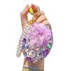 Rhinestone Bling Pocket Mirror Keychain Double-sided Round Folding Makeup Mirror Wristlet Bag Charm for Handbag Purse Travel Accessory