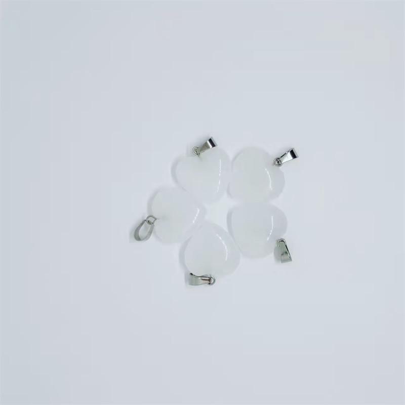Heart-Shaped Natural Agate Pendant Necklace - 20mm Crystal Stone