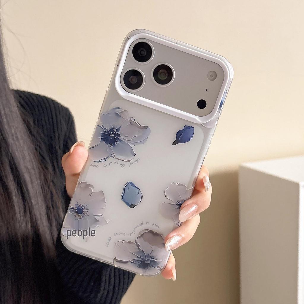 Blue and Pink Floral iPhone 17 Pro Max Case - Soft Cover for iPhone 15/14/13