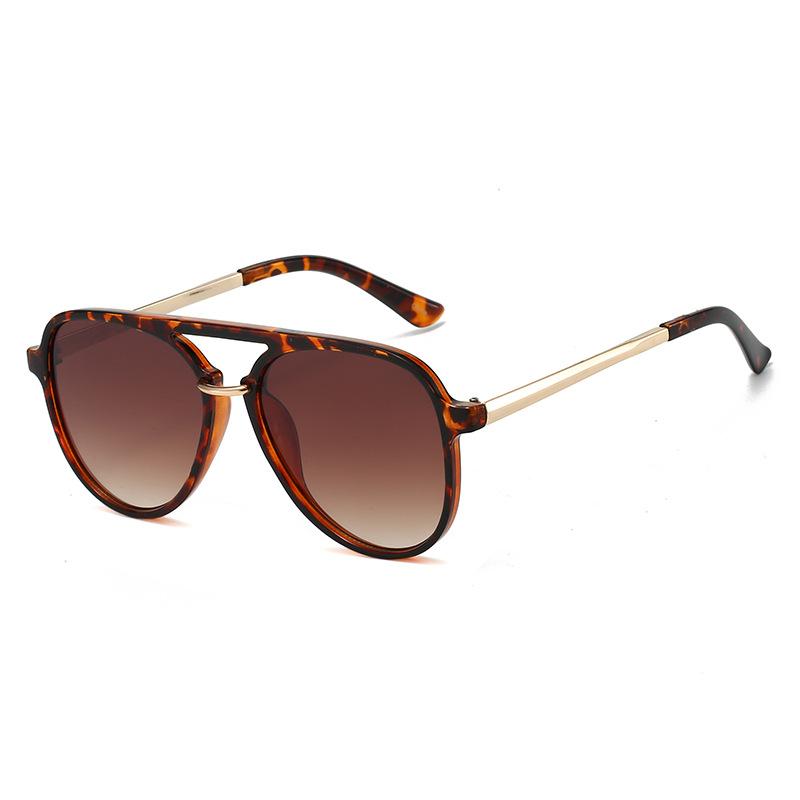 European and American New Double-beam Pilot Sunglasses Men's Driving Sunscreen Advanced Sense Large-frame Retro Glasses