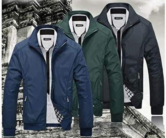 Military Color Blouson Zip Jumper Outdoor Colorful Lining Check Long Sleeve Jacket Jacket Short Coat Jumper Thin Simple Jumper Zip Up Light Outerwear