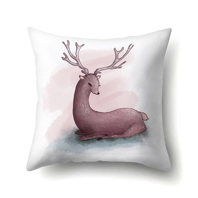 Polyester Pillowcase Automobile Decoration Home Printed Deer Pillowcase Waist Cushion Cover Car Cushion Head Cushion Cover