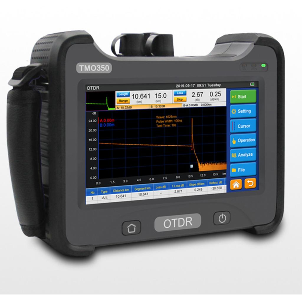 OTDR Fiber Optic Tester 1625nm 100m to 260km 33db 7in Screen 5 in 1 OTDR Tester with SC ST LC Adapter Black