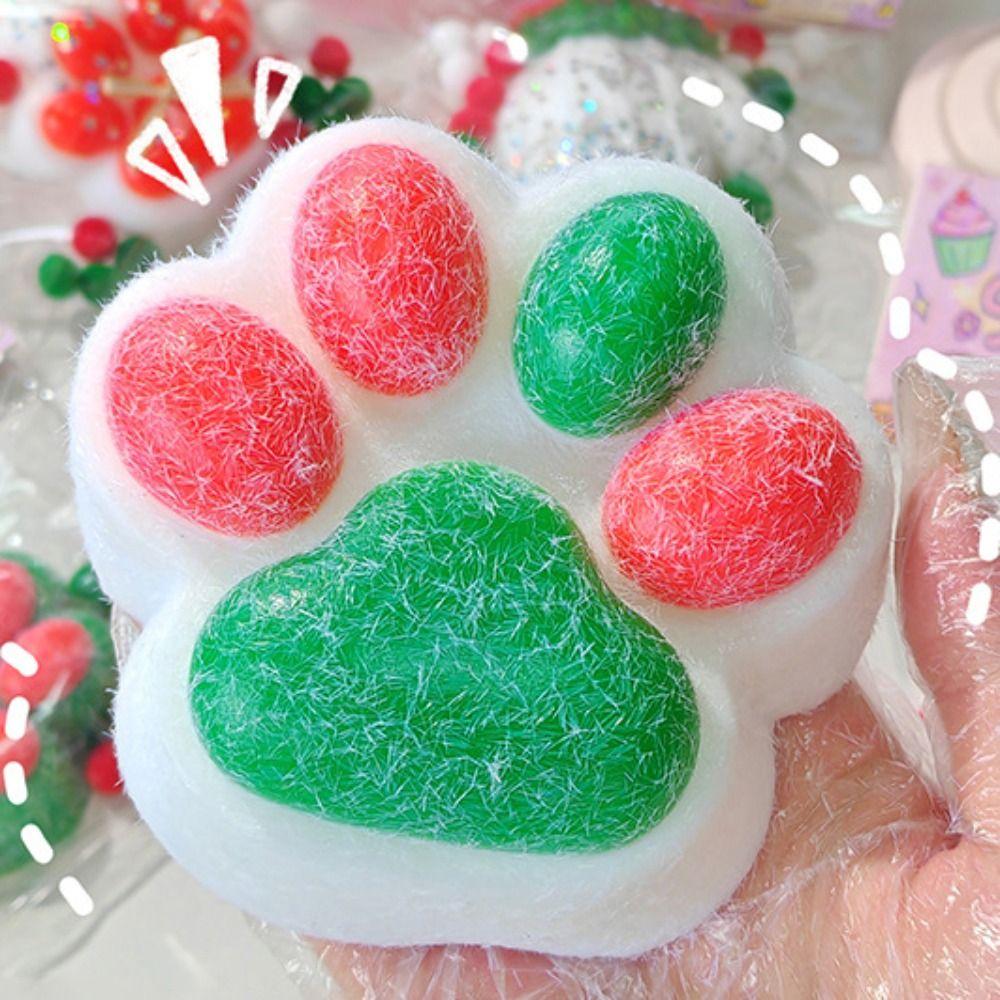 Silicone Christmas Cat Paw Squeeze Toys Slow Rebound Cat Paw Pinch Toy  Christmas Gift