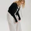 Ava Molli Rib Knit Tie Cardigan (Black)