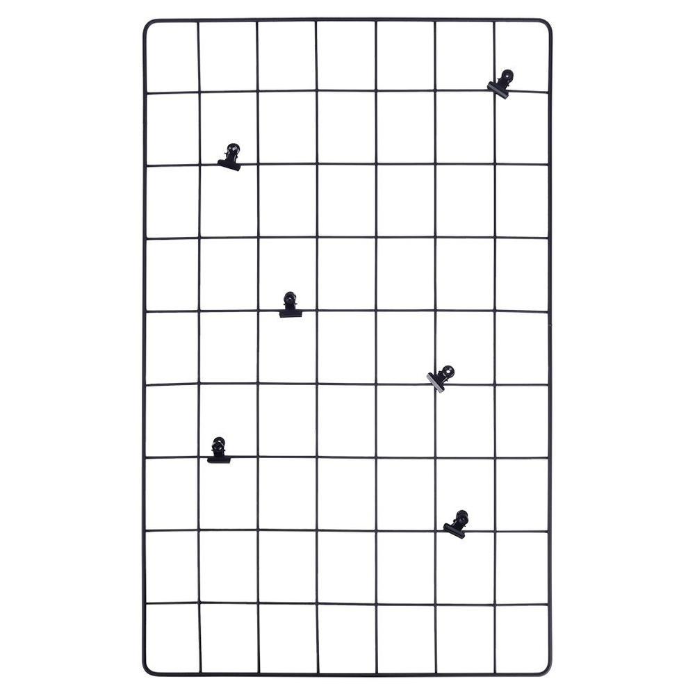Grid Metal Wall Board For Photos, Notes, Notes, Black Clips