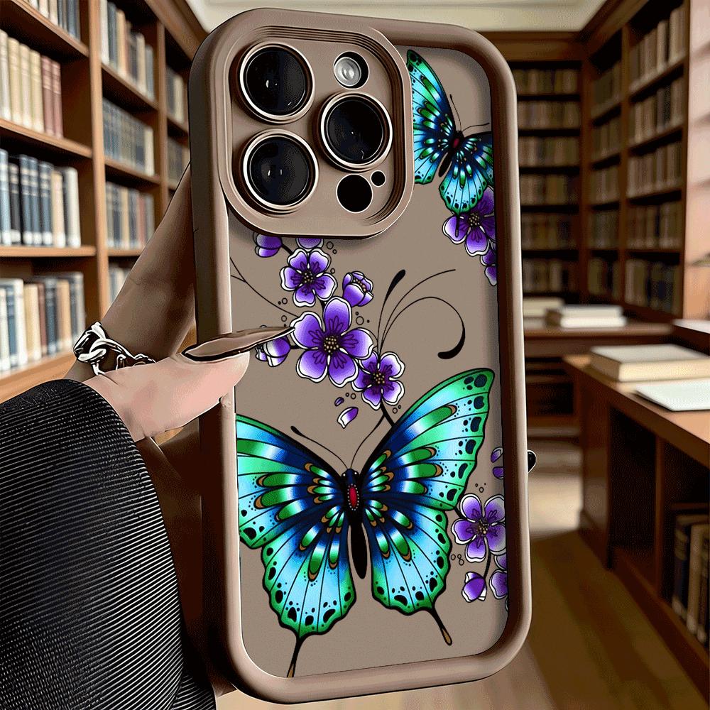 Blue Butterfly Purple Flower Art Shockproof Phone Case For Xiaomi Redmi Note 15 14 13 12 11 10 9 8 Pro Anti-Slip Anti-Fall Cover