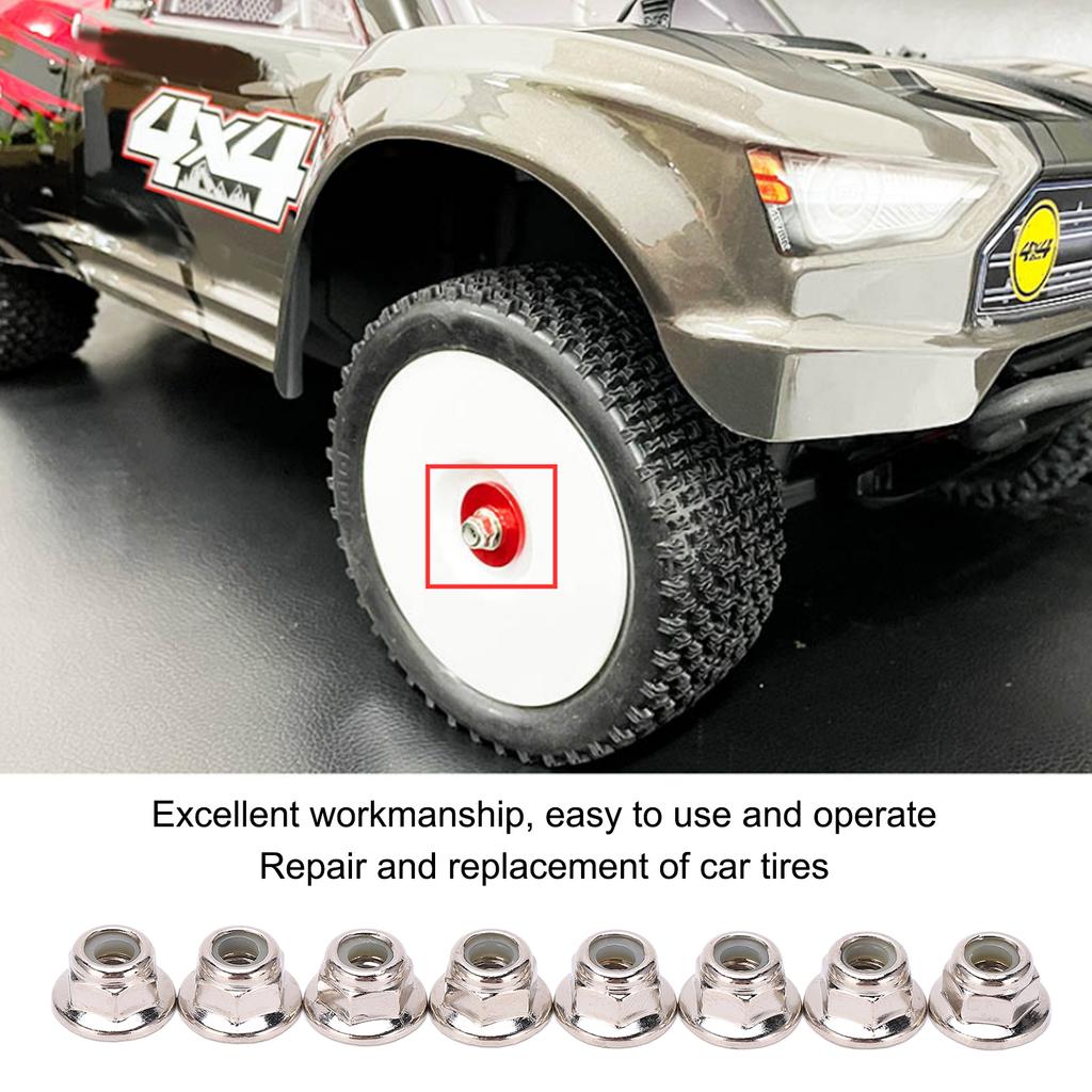 8PCS Metal M4 Wheel Lock Nut Flange Nylon Lock Nuts for Typhon 1Celsius10 RC Car Parts
