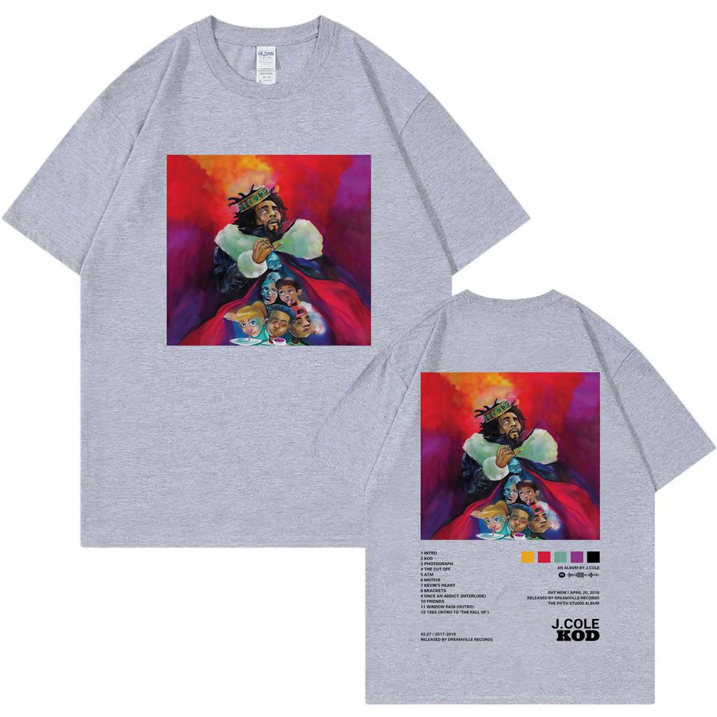 Rapper J Cole Music Album Double Sided Graphic T Shirts Fashion Hip Hop Short Sleeve Tshirt Unisex Casual Loose Cotton Tshirts