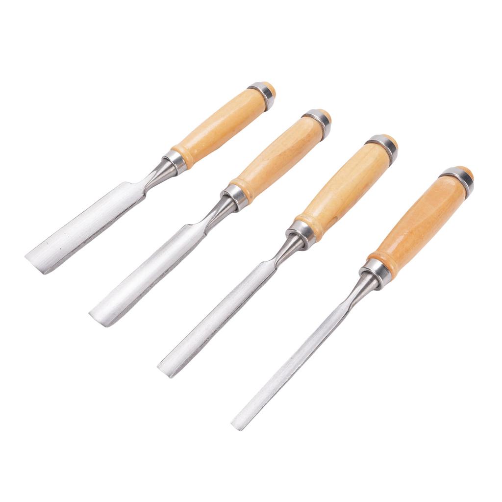 4 STÜCK Halbrundmeißel-Set Professioneller Stahlmeißel mit Holzgriff Holzbearbeitungs- Schnitzmeißel