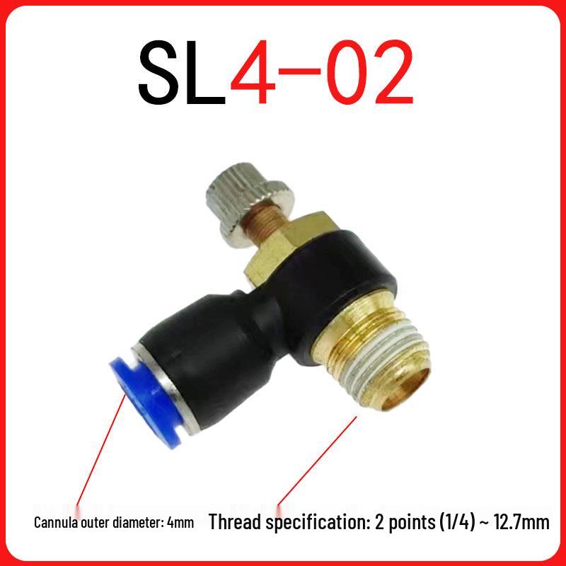 SL Throttle Valve L-Type Male Thread Pneumatic Quick Push-In Fitting, SL6-01/8-0210-03, Pneumatic Component.