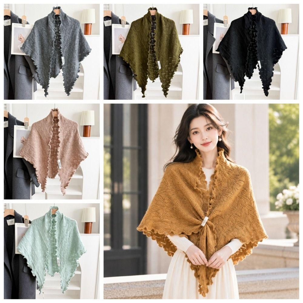 Solid Color Women Scarf Wool Blend Wool Bandana Fashion Triangle Scarf Autumn Winter