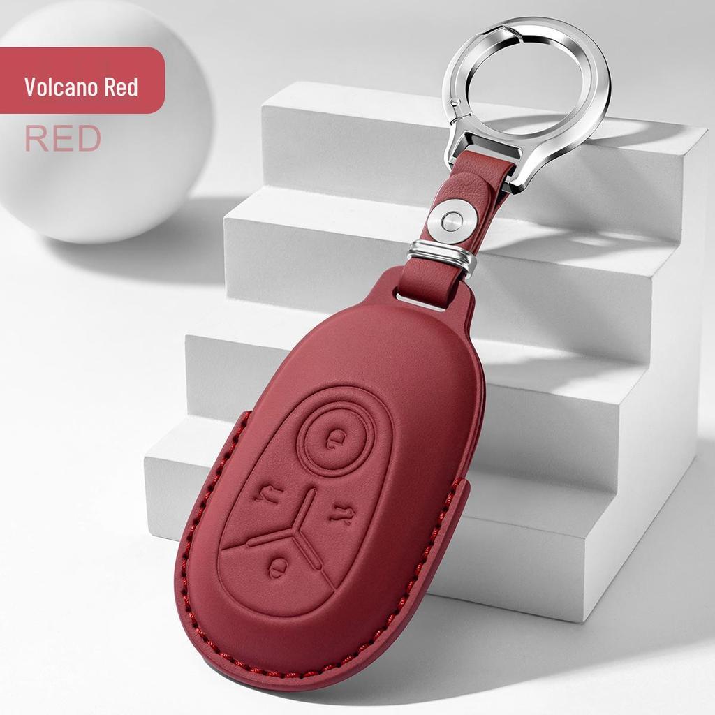 Premium Cowhide Key Cover for Geely Panda - Unisex Interior Accessory