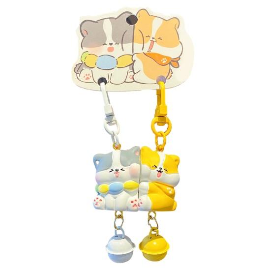 1 Pair Keychain with Bell Cartoon Dog Shape Magnetic Design Key Chain Keys Bags Phones Small Items Accessories