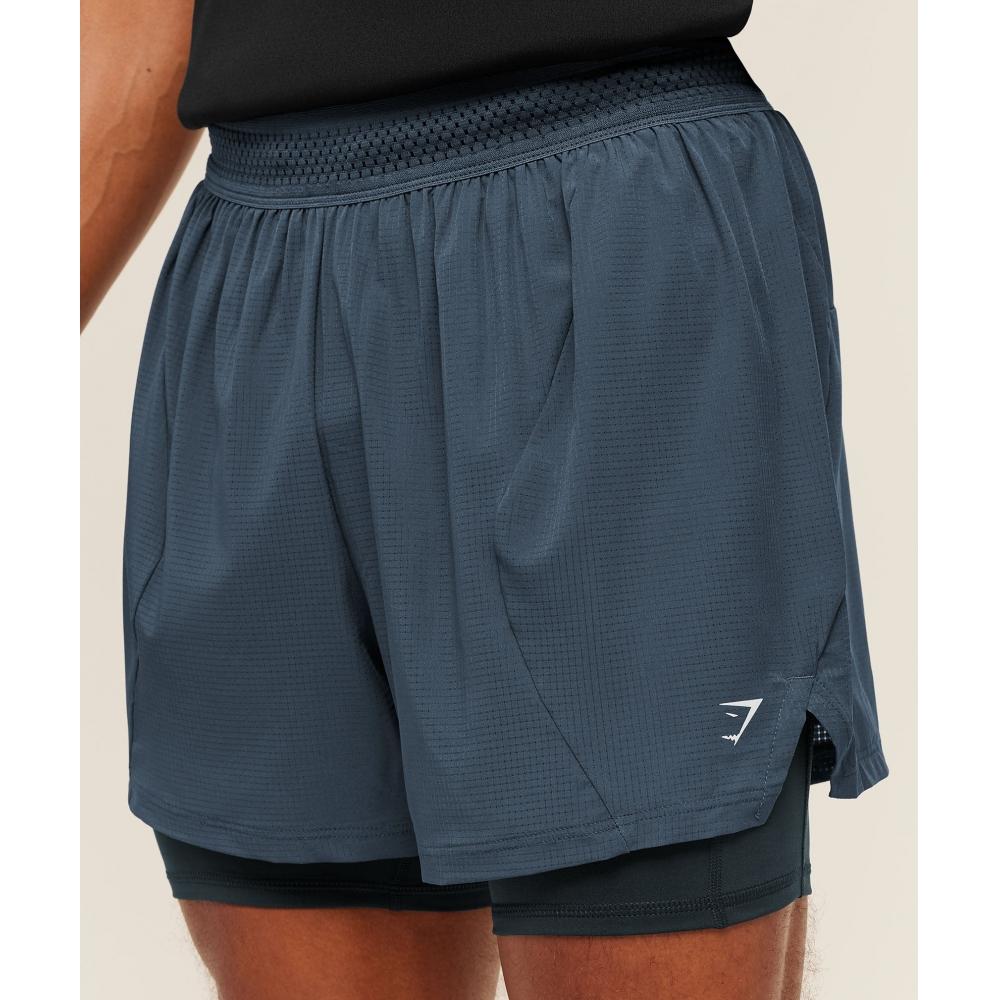 Gymshark Running 4  2in1 Shorts Gs Stealth Blue Gs Deep Petrol Blue A3b9p Ud7p