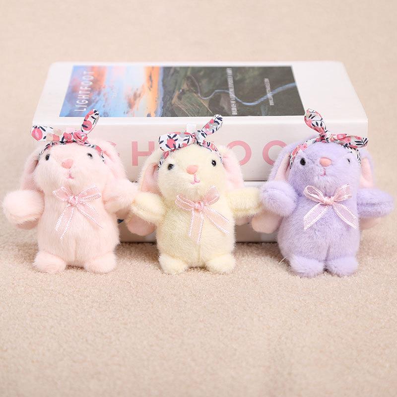 Easter Plush Bunny Headband Bow Pendant Backpack Hanging Ornament for Girls Kids Festival Gift
