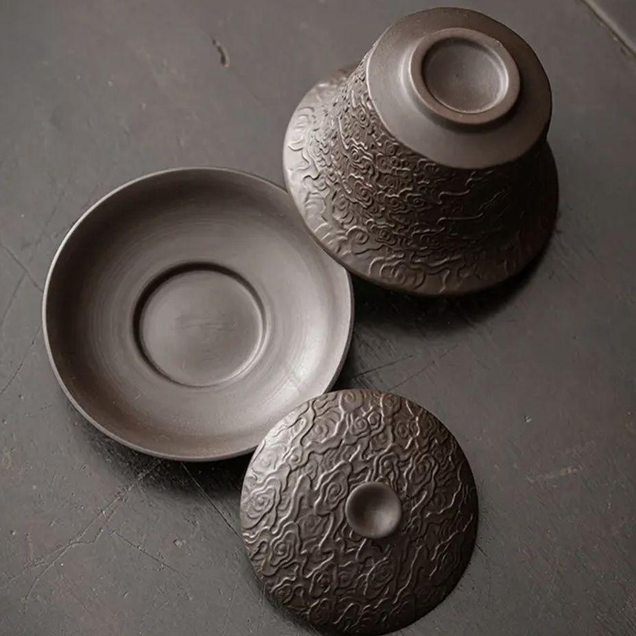 2026 Original Gaiwan Clouds Purple Clay Tea Tureen High Grade Large Tea Cup Suit Business Customers Home Gathering Chinese Type