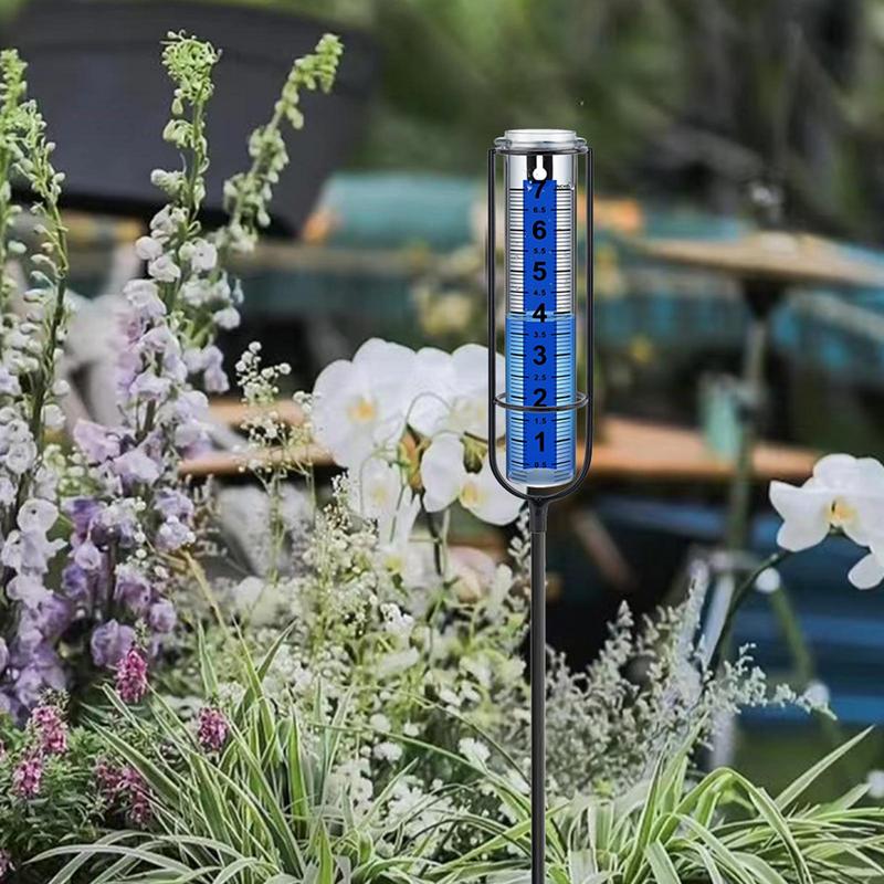 Water Gauge For Rain Adjustable Height Rain Measure Gauge With Stake Precipitation Monitor Large Clear Numbers Measuring Tool