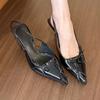 Taro girl! Gentle purple pointed head bow stiletto heels women's shallow mouth back empty sandals