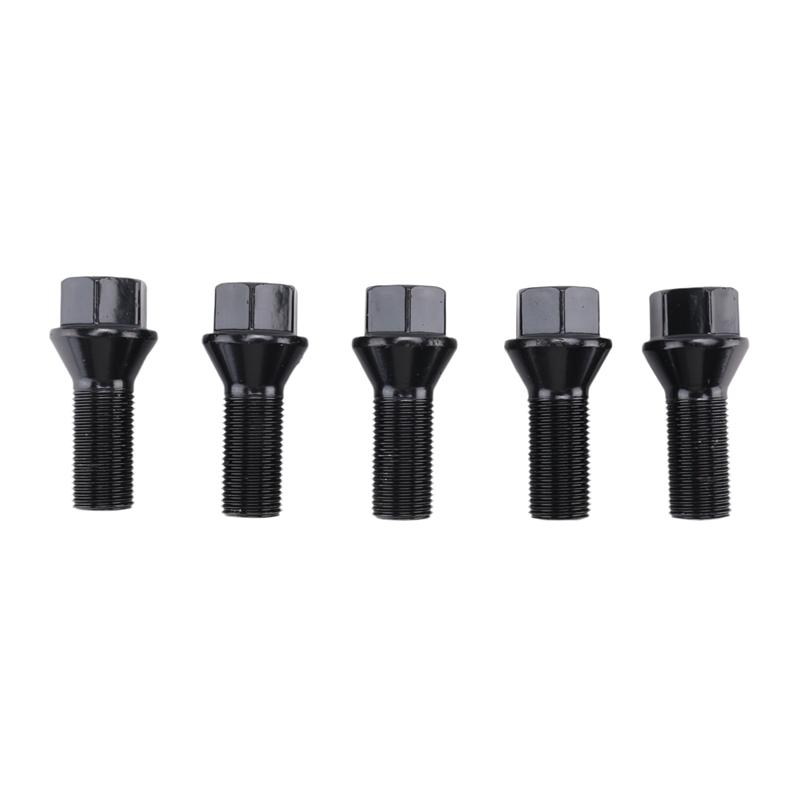 5Pcs M14 X 1.25 Black Wheel Locking Lug Bolt Nut Steel 36136781151 For -BMW X3 X5 E70 E71 F20 F25 X5 X6