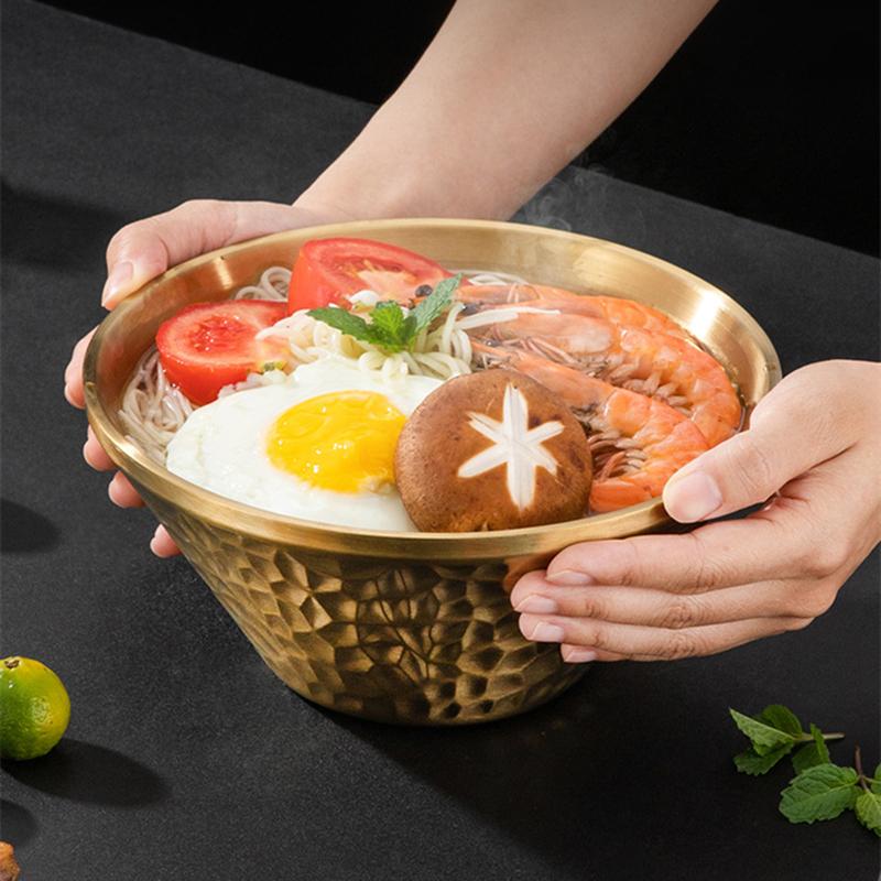 Korean Thicken Stainless Steel Salad Bowl Durable Double Layer Ramen Noodles Bowls Soup Fruit Bowls Kitchen Utensils