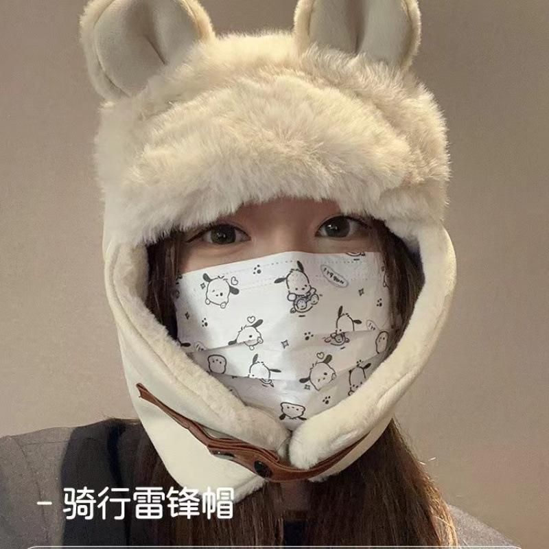 Lei Feng hat women's winter warmth protection bear ears cotton hat men's retro ethnic style children's train head hat