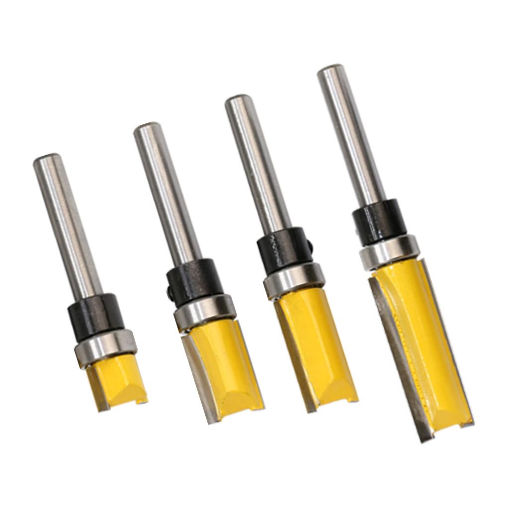 4pcs Mill Router Bit Set 1/4 Shank Milling Bit Straight End Milling Trimmer Alloy Woodworking Tool