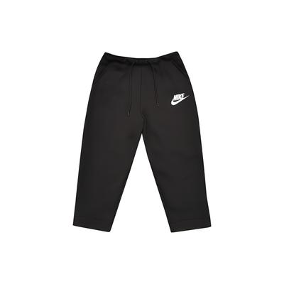 Spodnie sportowe dzianinowe z nadrukiem literek i sznurowaniem, casualowe, trzyczwarte, damskie, czarne AJ7357-010