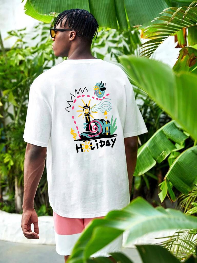 Happy Holiday Train Unisexga Graphic Streetwear T-shirts Women Summer Cotton High Street Tops Short Sleeve Casual Unisex Tshirts