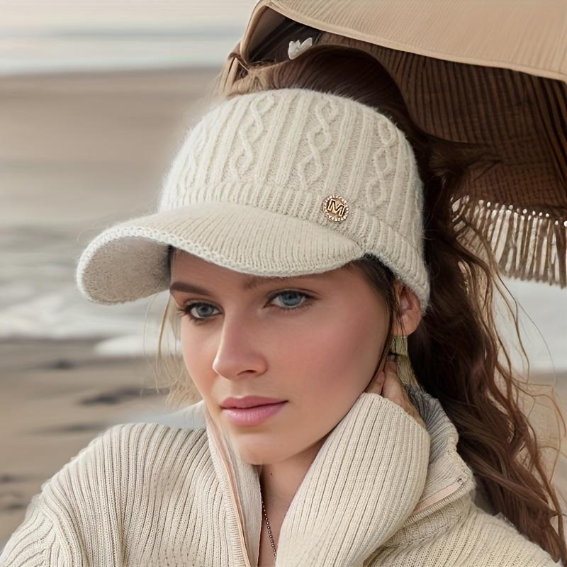 Women'S Lightweight Knit Ponytail Beanie - Stretchy, Warm Winter Hat with Ear Flaps and Drawstring, Ideal for Outdoor Activities, Beanie Hiking